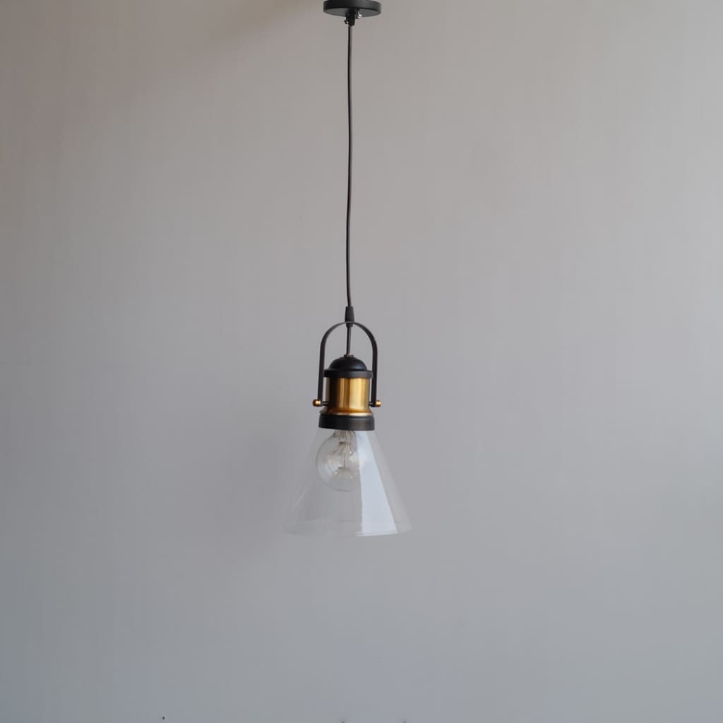 Industrial Pendant Light Conical Clear Glass