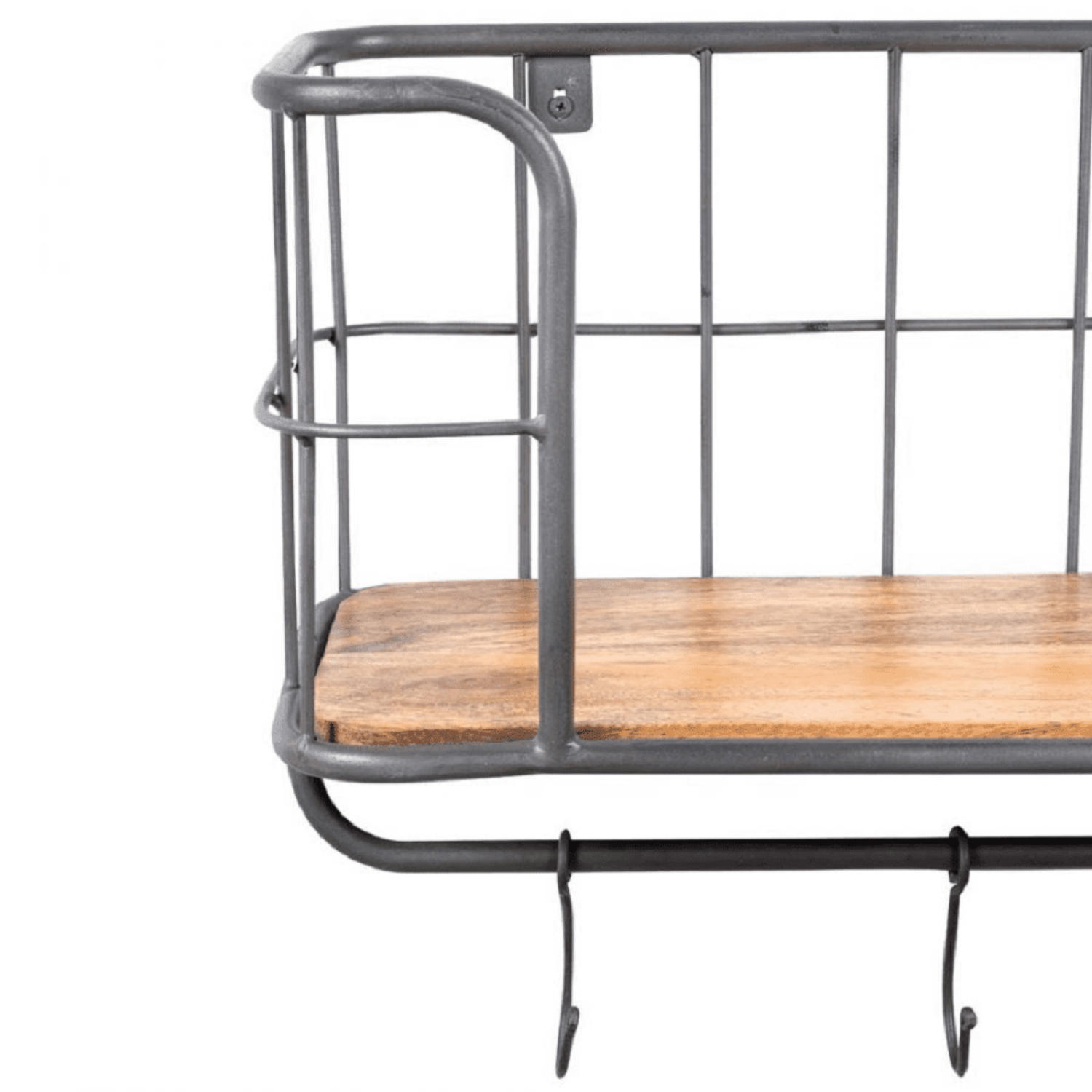Jacob Wall Shelf - Natural / Mango Wood and Steel / L:77 x D:24 x H:39 in cm - Indoor Furniture