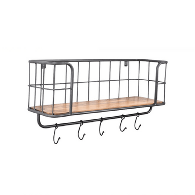 Jacob Wall Shelf - Natural / Mango Wood and Steel / L:77 x D:24 x H:39 in cm - Indoor Furniture