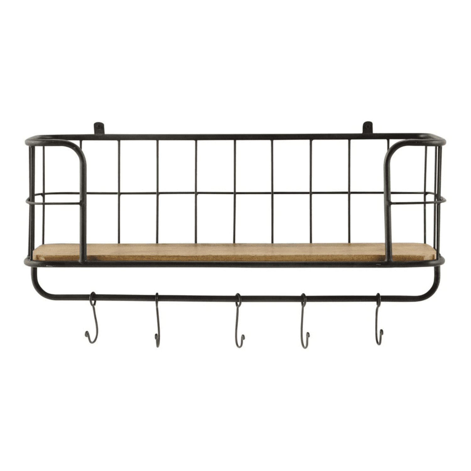 Jacob Wall Shelf - Natural / Mango Wood and Steel / L:77 x D:24 x H:39 in cm - Indoor Furniture