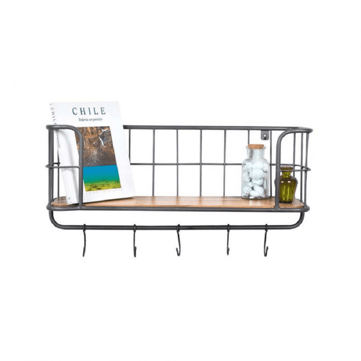 Jacob Wall Shelf - Natural / Mango Wood and Steel / L:77 x D:24 x H:39 in cm - Indoor Furniture