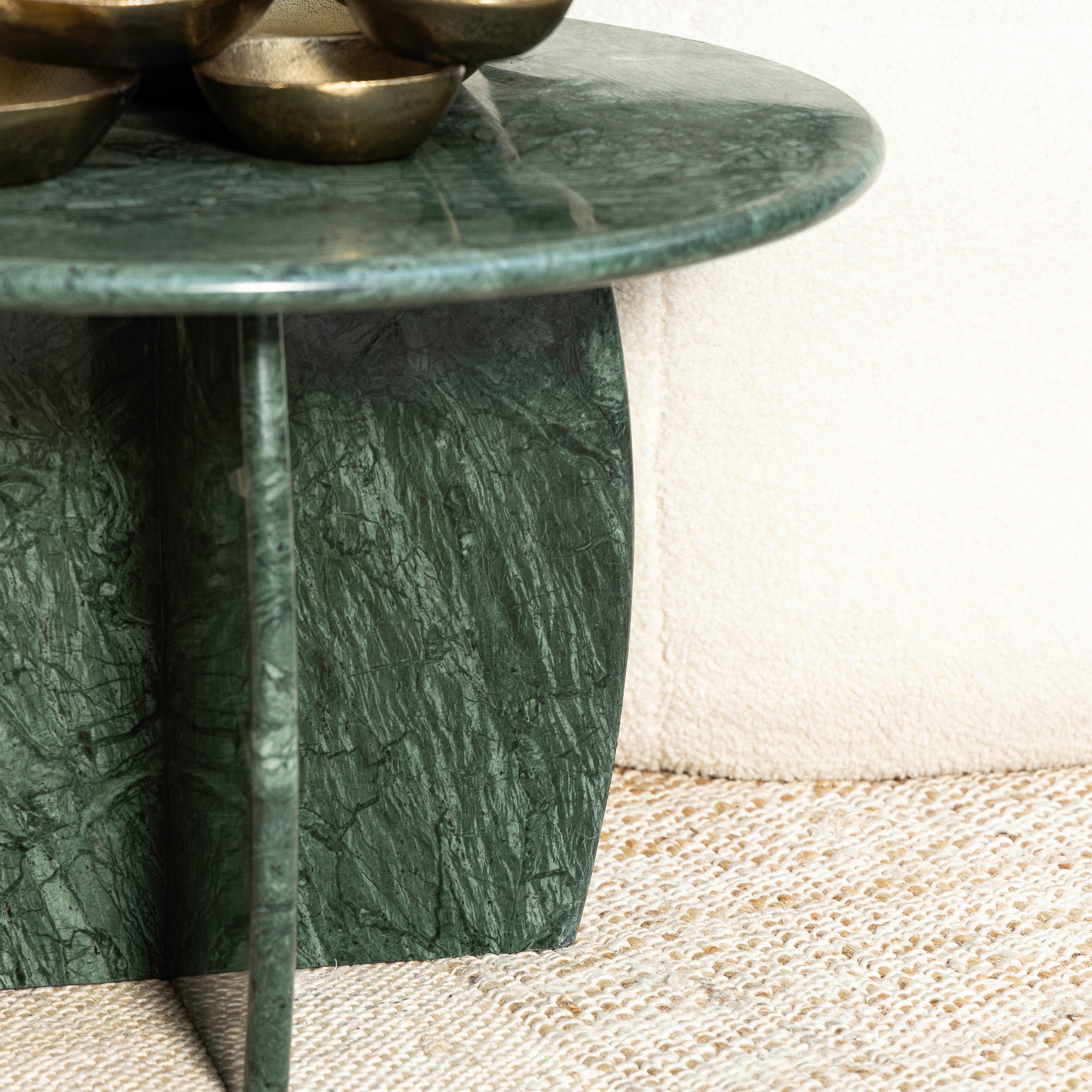 Jade Raio Marble Side Table - L:72 x W:66 x H:65 In Cms / Green / Marble - Indoor Furniture