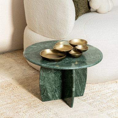 Jade Raio Marble Side Table - L:72 x W:66 x H:65 In Cms / Green / Marble - Indoor Furniture