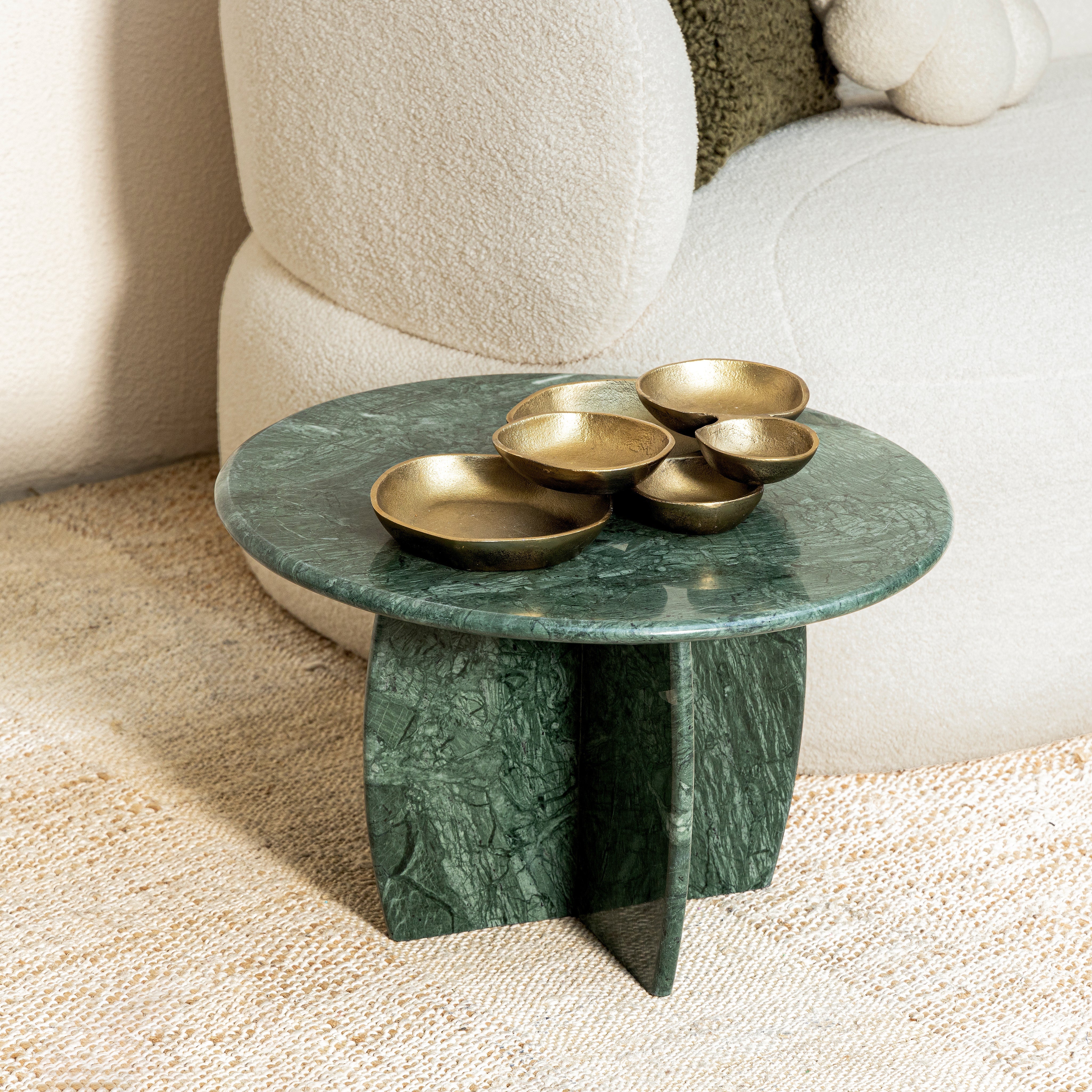 Jade Raio Marble Side Table - L:72 x W:66 x H:65 In Cms / Green / Marble - Indoor Furniture