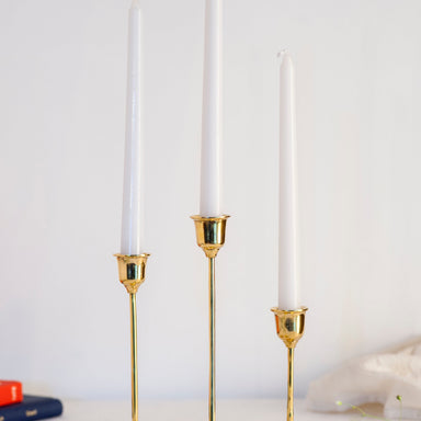 Jazz candle stands - Gold / Brass / 3 x 9, 3 x 7, 3 x 5 Inches - Decor