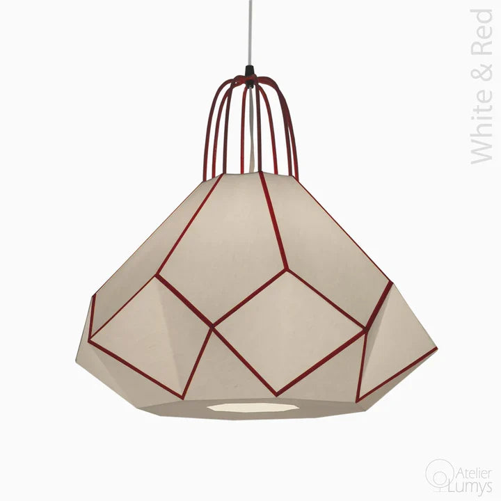 Joolie Black Ceiling Lamp - D:18’’ H: 18’’ / Black and White / Mild Steel and Poplin - Lighting