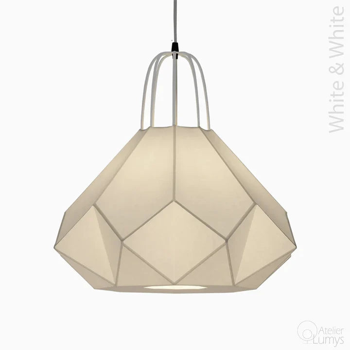 Joolie Black Ceiling Lamp - D:18’’ H: 18’’ / Black and White / Mild Steel and Poplin - Lighting
