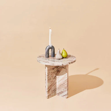 Jupiter Marble Table - White / Marble / Tall: H:50 x D:40 In cm - Indoor Furniture