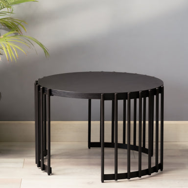 Kaizen Nested Side Table - Set of 02 - Black / Large:- L:78 x W:78 x W:42 and Small:- L:58 x W:58 x H:37 In cms / Metal