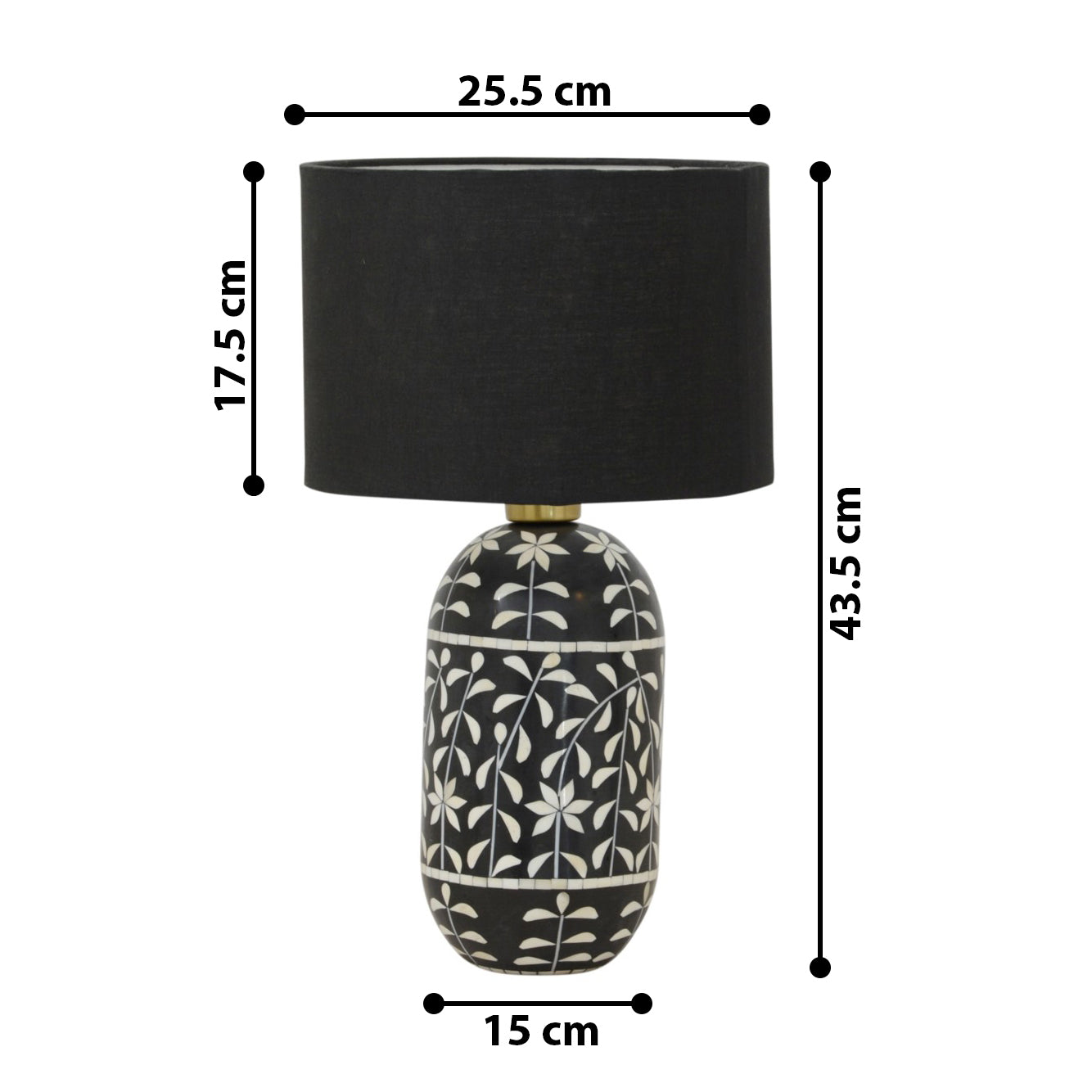 Kalla Petal Table Lamp - Mild Steel & Bone & Resin & Cotton / Black - Lighting