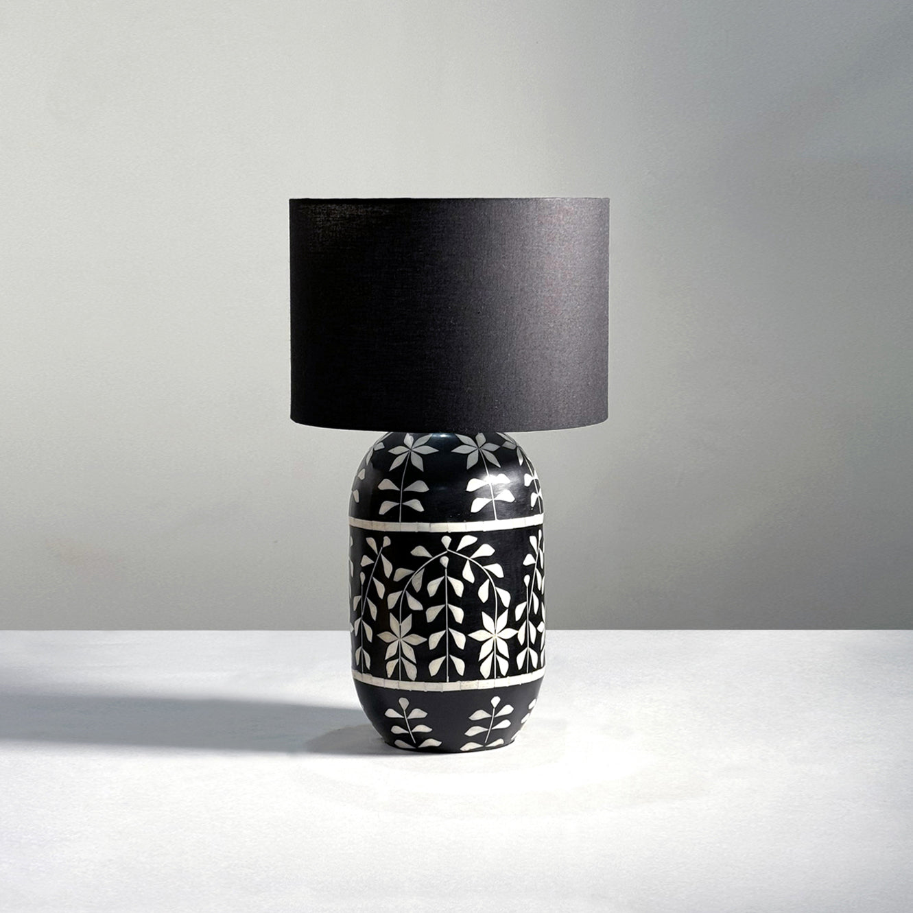Kalla Petal Table Lamp - Mild Steel & Bone & Resin & Cotton / Black - Lighting