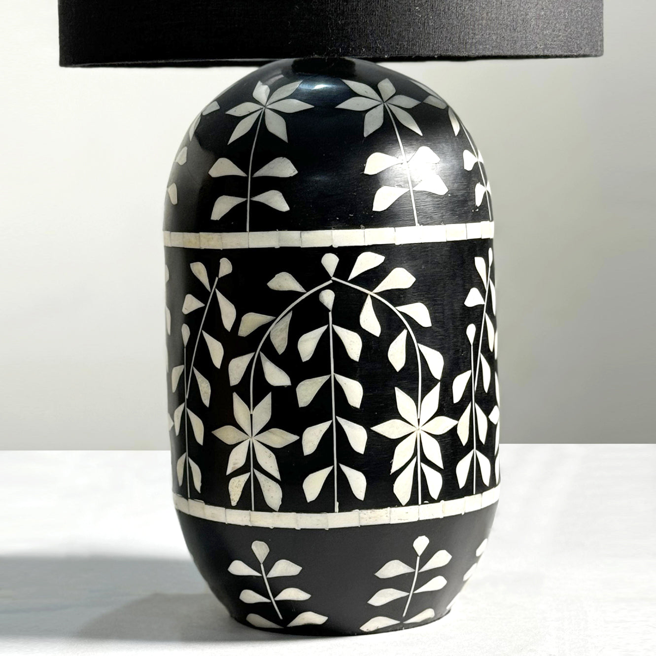 Kalla Petal Table Lamp - Mild Steel & Bone & Resin & Cotton / Black - Lighting