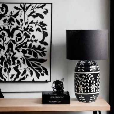 Kalla Petal Table Lamp - Mild Steel & Bone & Resin & Cotton / Black - Lighting