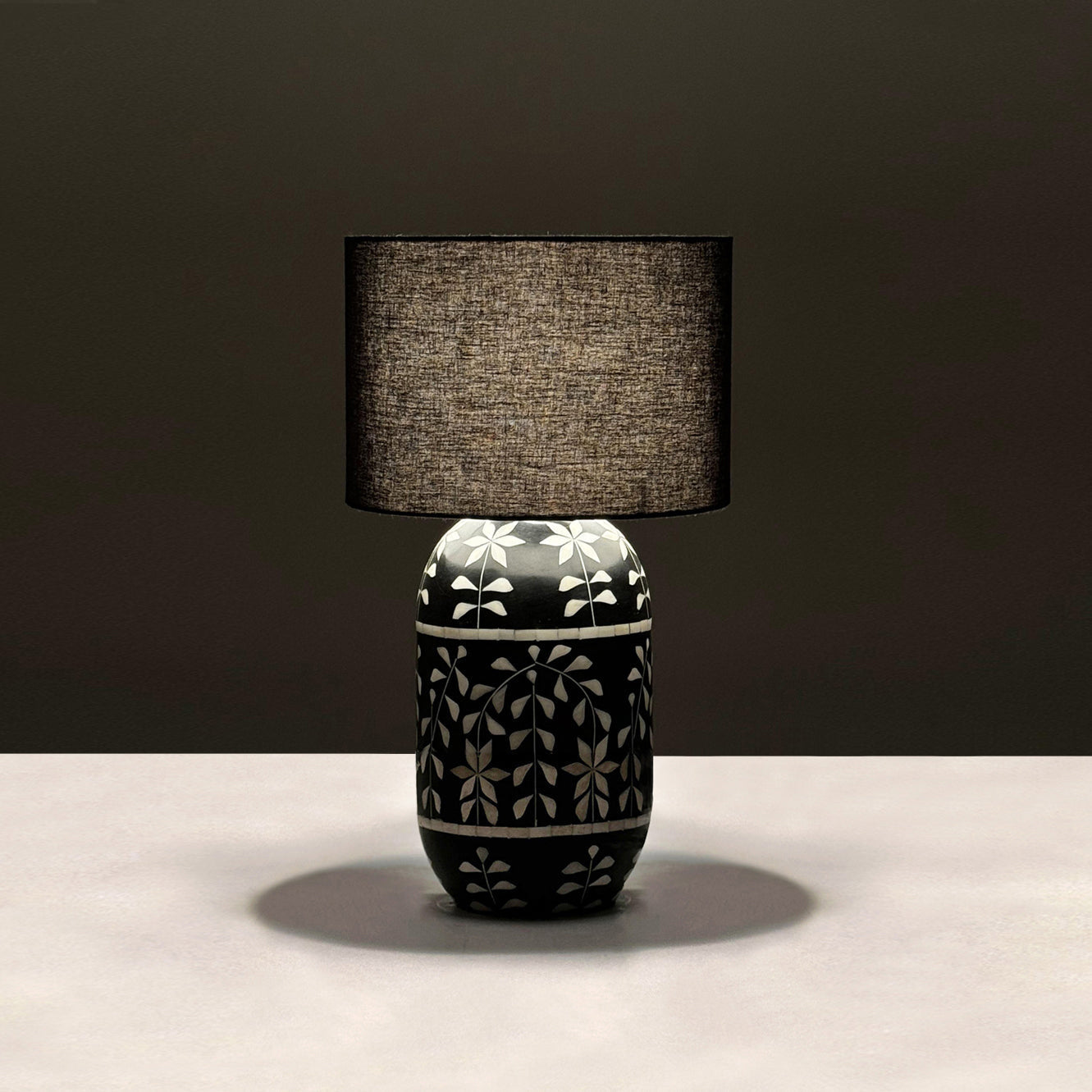 Kalla Petal Table Lamp - Mild Steel & Bone & Resin & Cotton / Black - Lighting