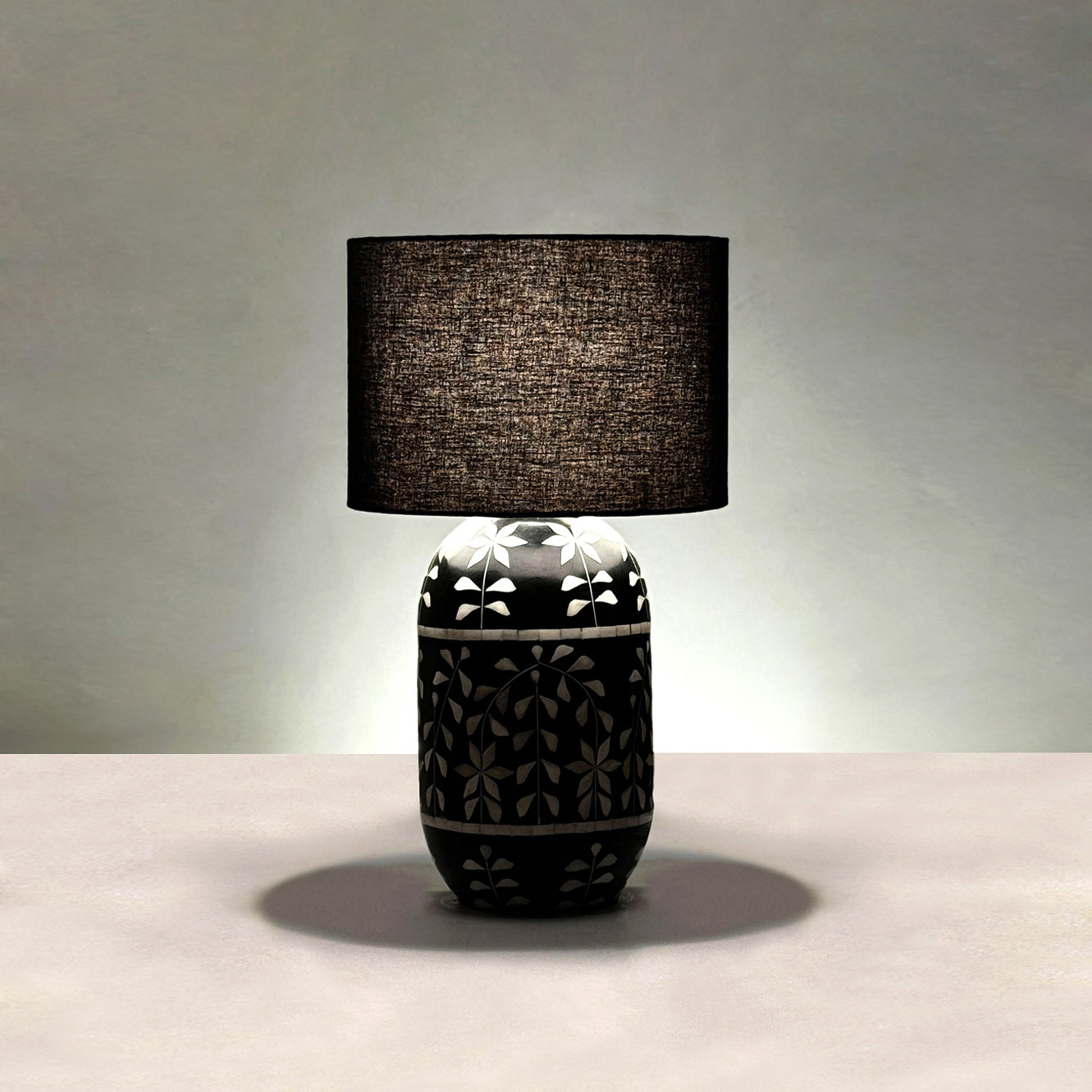 Kalla Petal Table Lamp - Mild Steel & Bone & Resin & Cotton / Black - Lighting