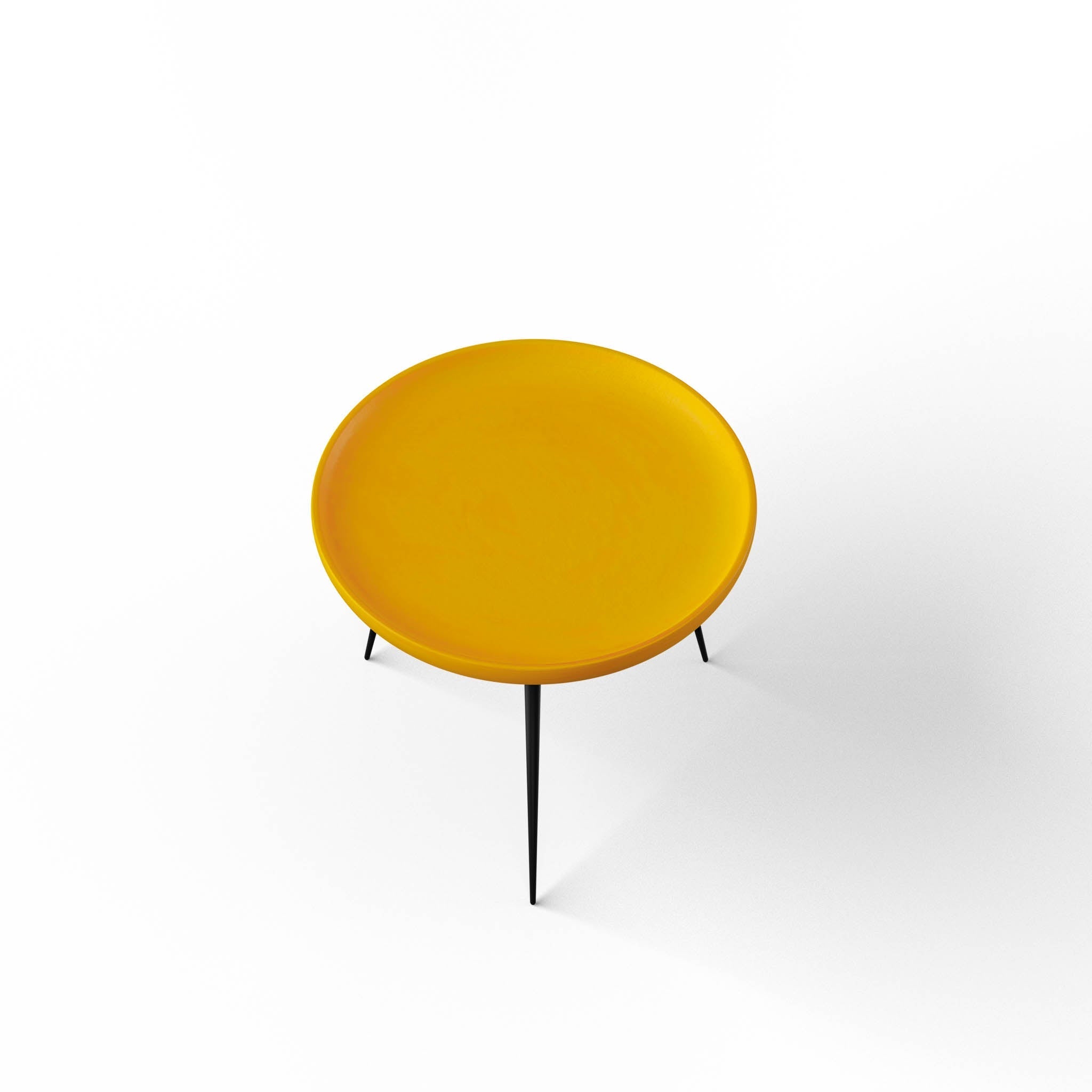 Kangaroo Verdana Side Table - L:18’’ x B:18’’ x H:16’’ In Inches / Yellow Pigmented GFRC Top; Black Powder Coat Mild