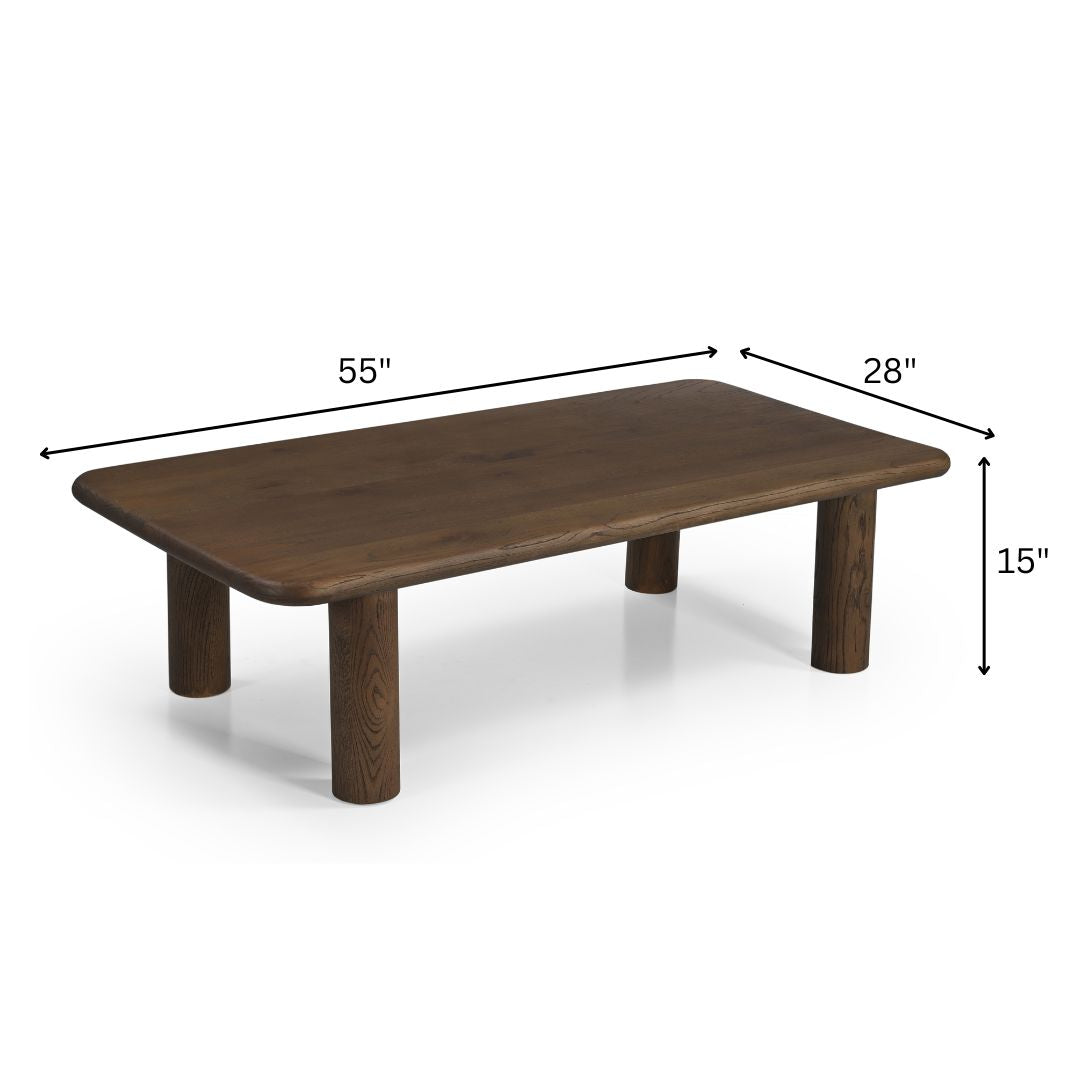 Kaya Coffee Table - L: 139.70 x B: 71.12 x H: 38.10 cms / Walnut / Oak Wood - Indoor Furiture