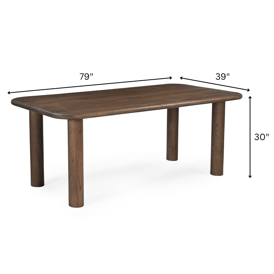 Kaya Dining Table - Walnut / Oak Wood / L: 200.66 x B: 99.06 x H: 76.20 cms - Indoor Furniture