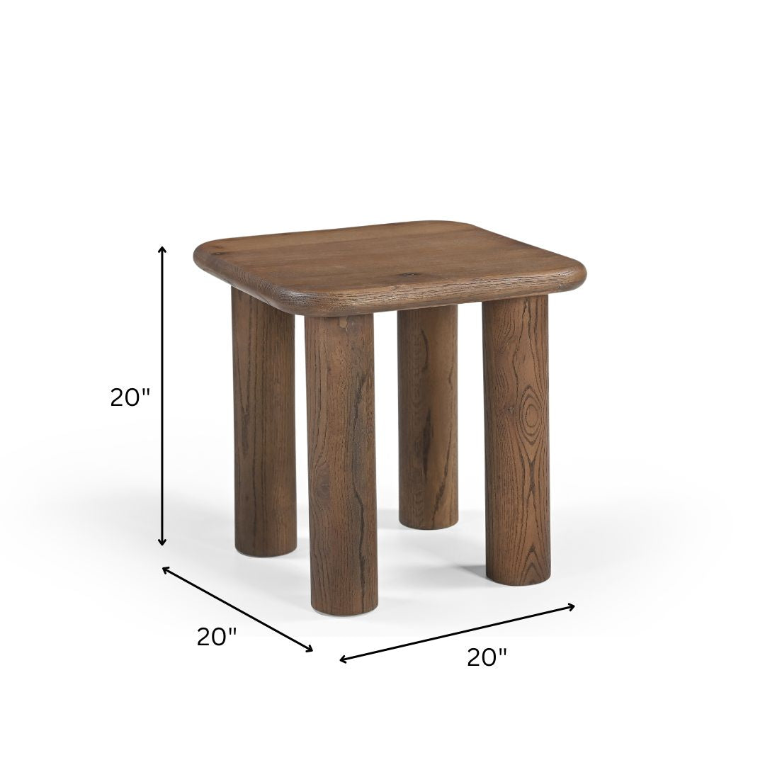 Kaya End Table - Walnut / Oak Wood / L: 50.80 x B: 50.80 x H: 50.80 cms - Indoor Furniture