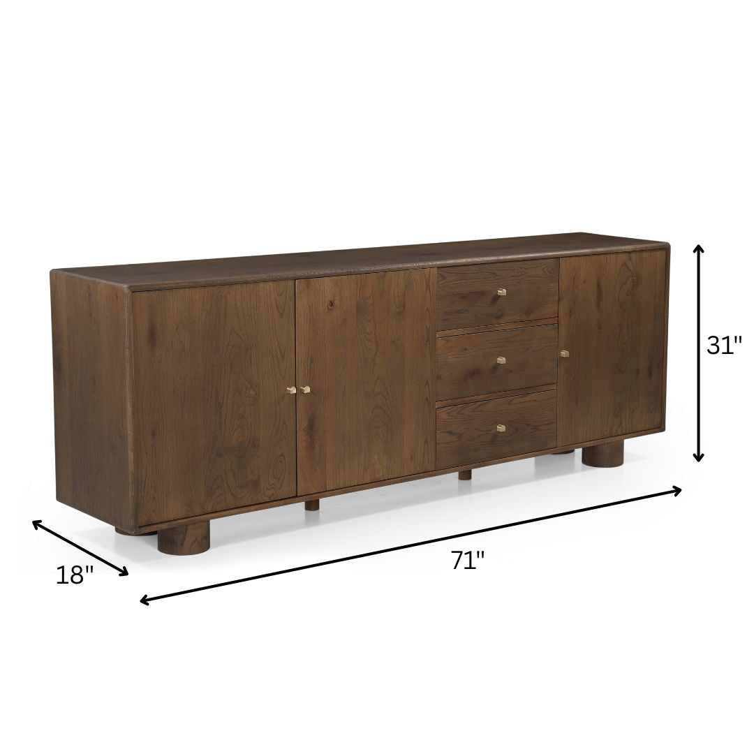 Kaya Sideboard - Walnut / Oak Wood / L: 180.34 x B: 45.72 x H: 78.74 cms - Indoor Furniture