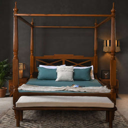 Khelma Teak Wood Poster Bed - Furniture