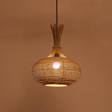 Klec Round Hanging Lamp - Mild Steel / Cream - Lighting