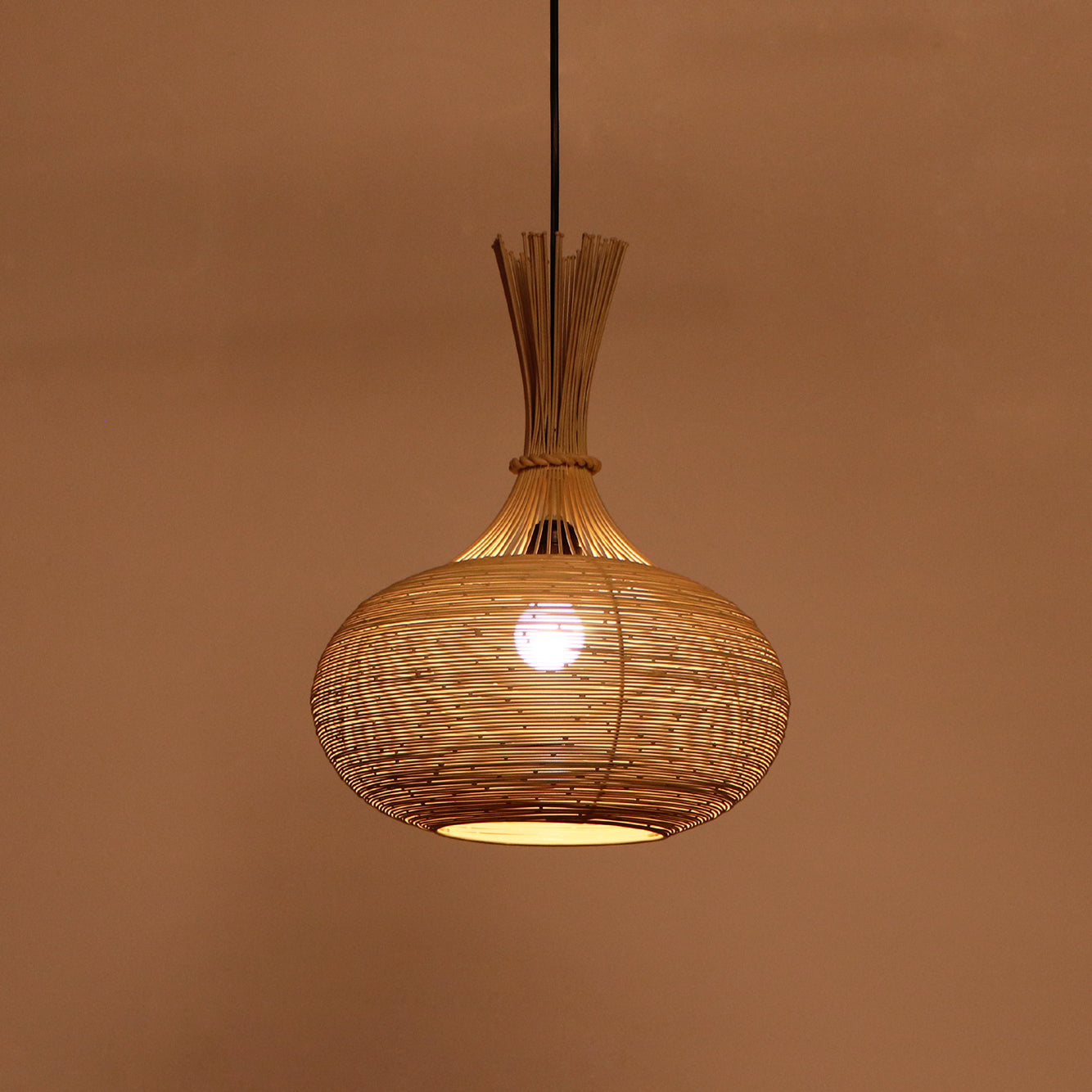Klec Round Hanging Lamp - Mild Steel / Cream - Lighting