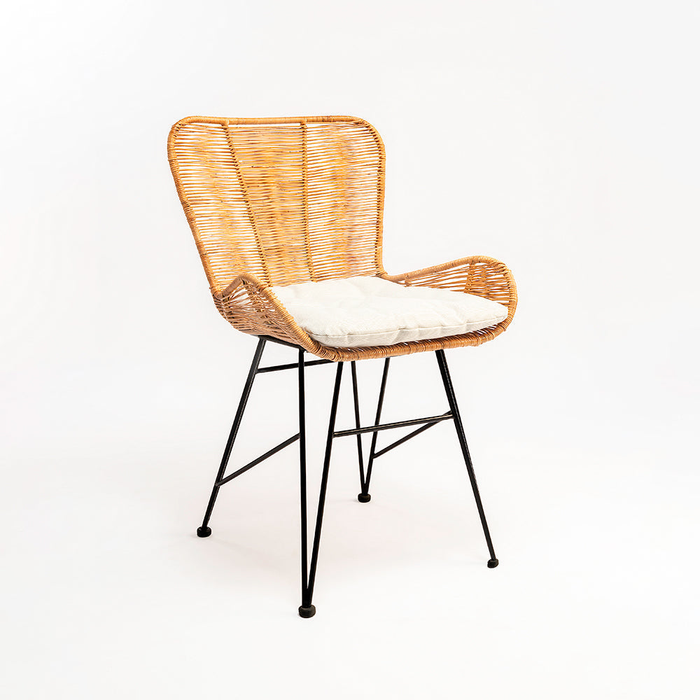 Koh Cane Chair 36 - Cane & Mild Steel / L:60 x B:64 x H:90 In cm - Indoor Furniture