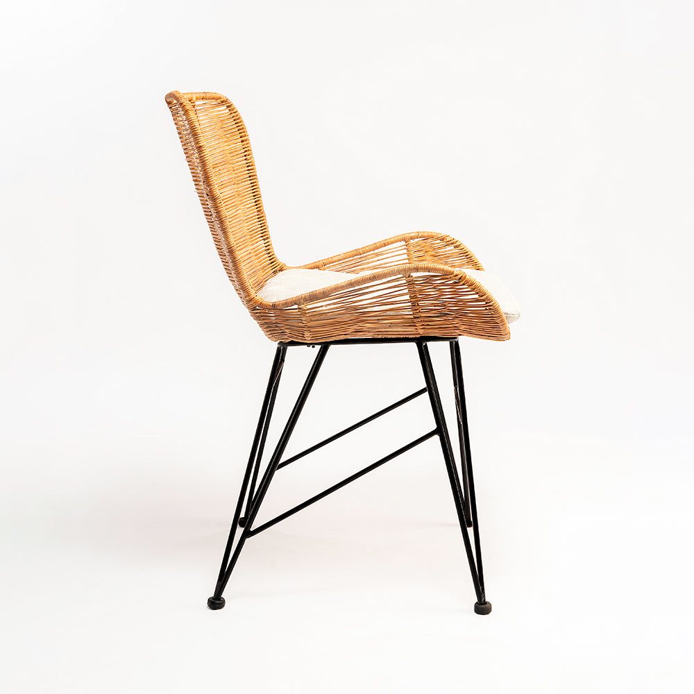 Koh Cane Chair 36 - Cane & Mild Steel / L:60 x B:64 x H:90 In cm - Indoor Furniture