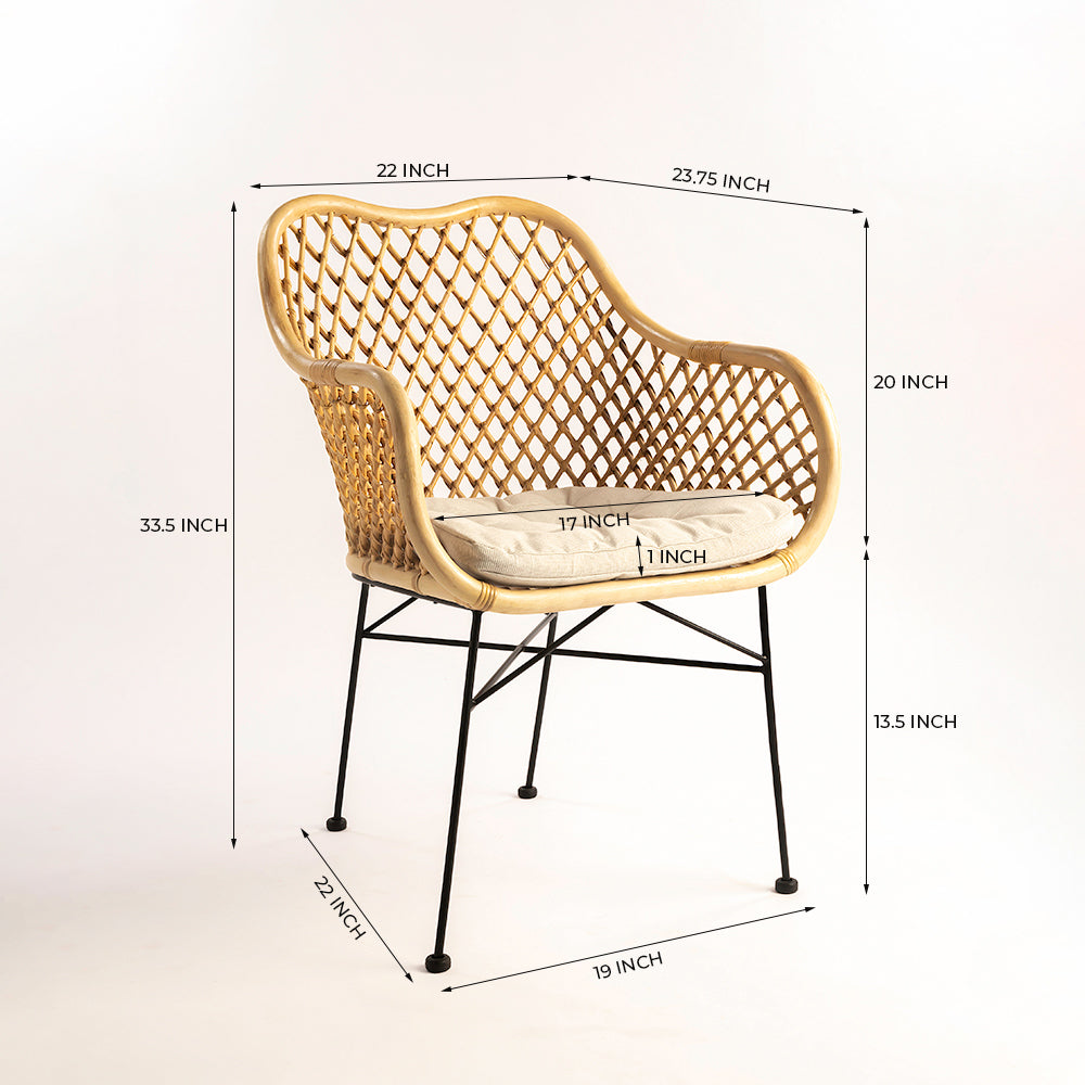 Koh Chair 39 - Cane & Mild Steel / L:60 x B:56 x H:95 In cm - Outdoor Furniture