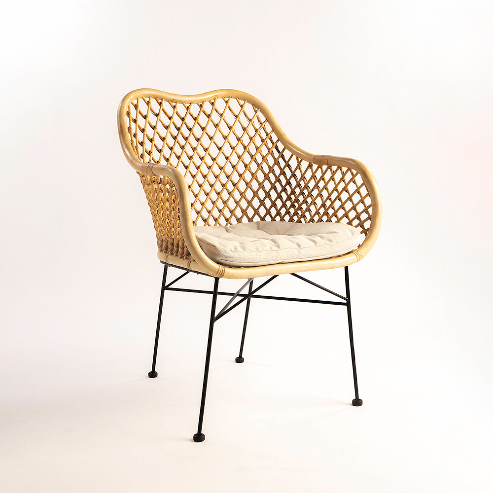 Koh Chair 39 - Cane & Mild Steel / L:60 x B:56 x H:95 In cm - Outdoor Furniture