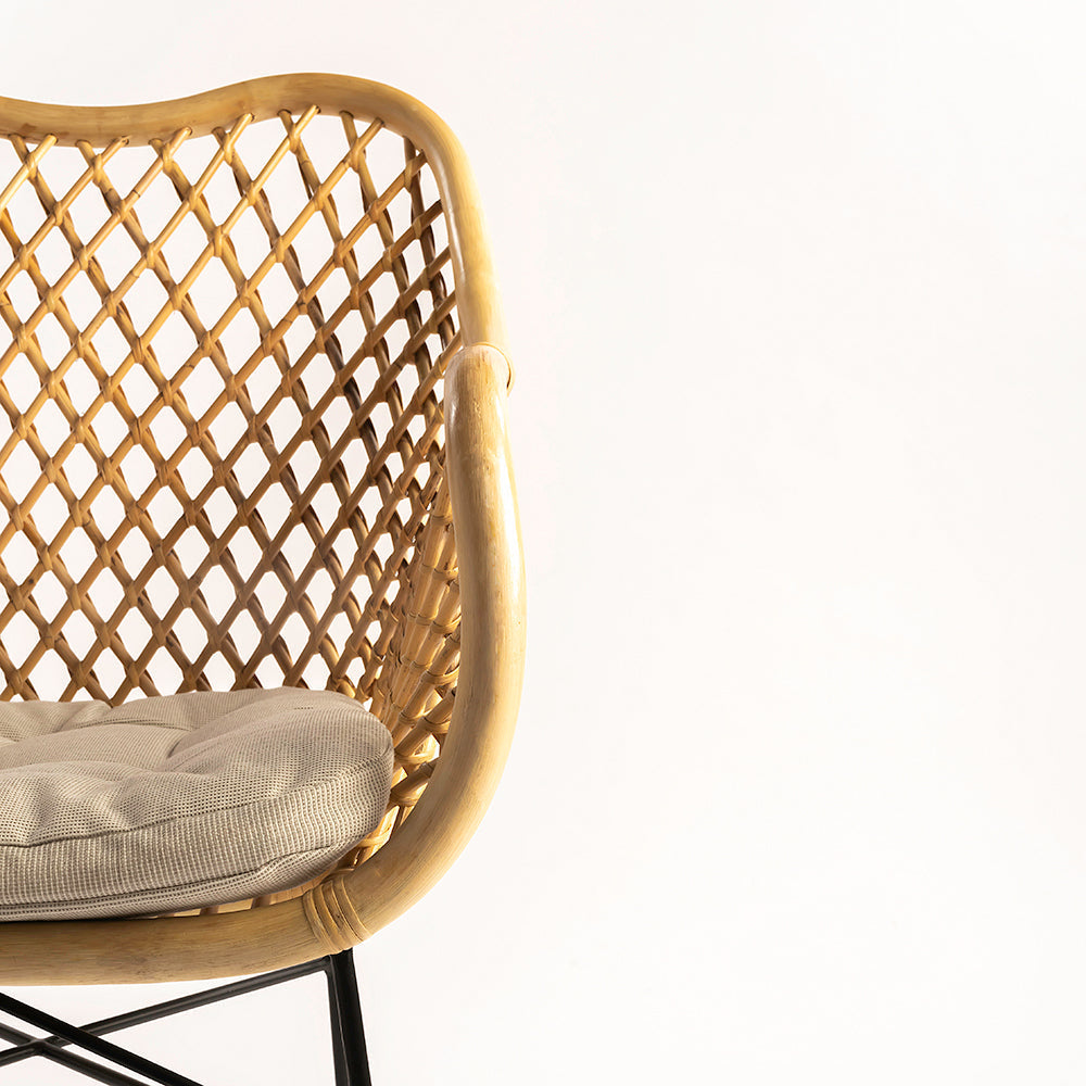 Koh Chair 39 - Cane & Mild Steel / L:60 x B:56 x H:95 In cm - Outdoor Furniture