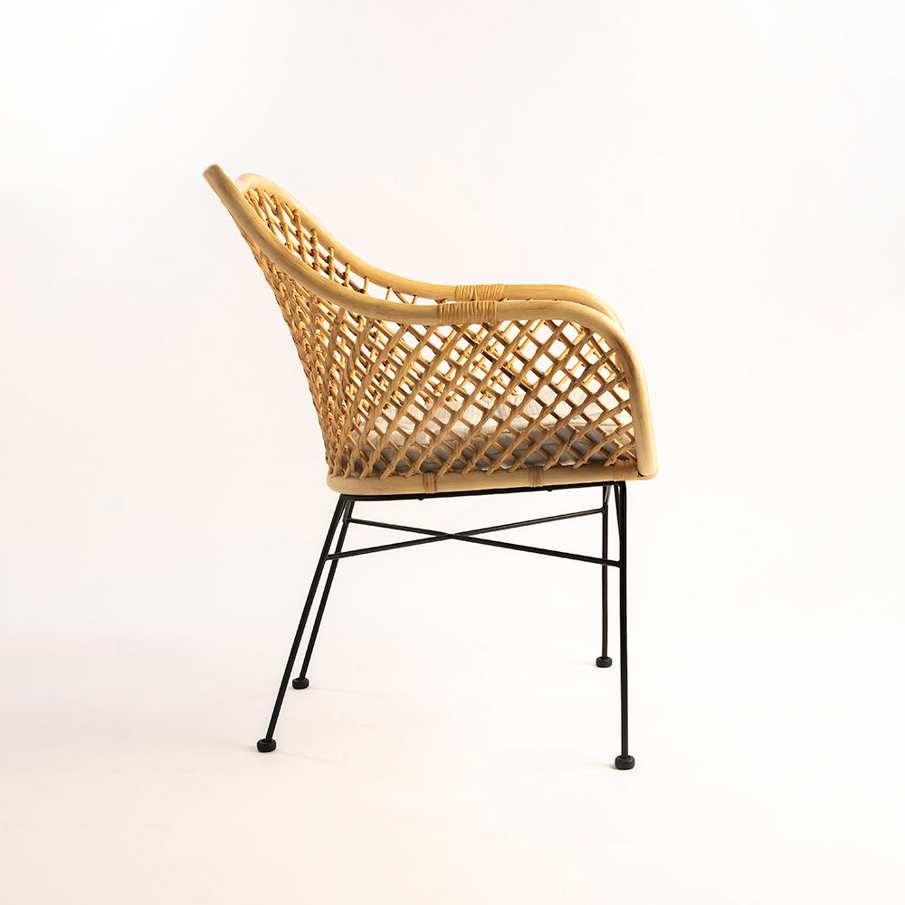 Koh Chair 39 - Cane & Mild Steel / L:60 x B:56 x H:95 In cm - Outdoor Furniture