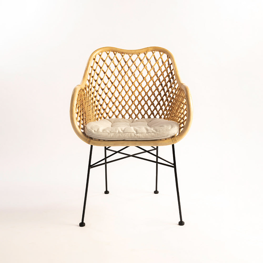 Koh Chair 39 - Cane & Mild Steel / L:60 x B:56 x H:95 In cm - Outdoor Furniture