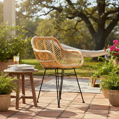 Koh Chair 7 - CM - L:- 53 x W:- 50 x H:- 79 / Mild Steel and Rattan - Indoor Furniture