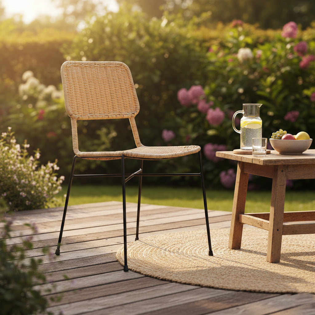 Koh Chair 9 - Cane & Mild Steel / L:46 x B:51 x H:80 In cm - Outdoor Furniture