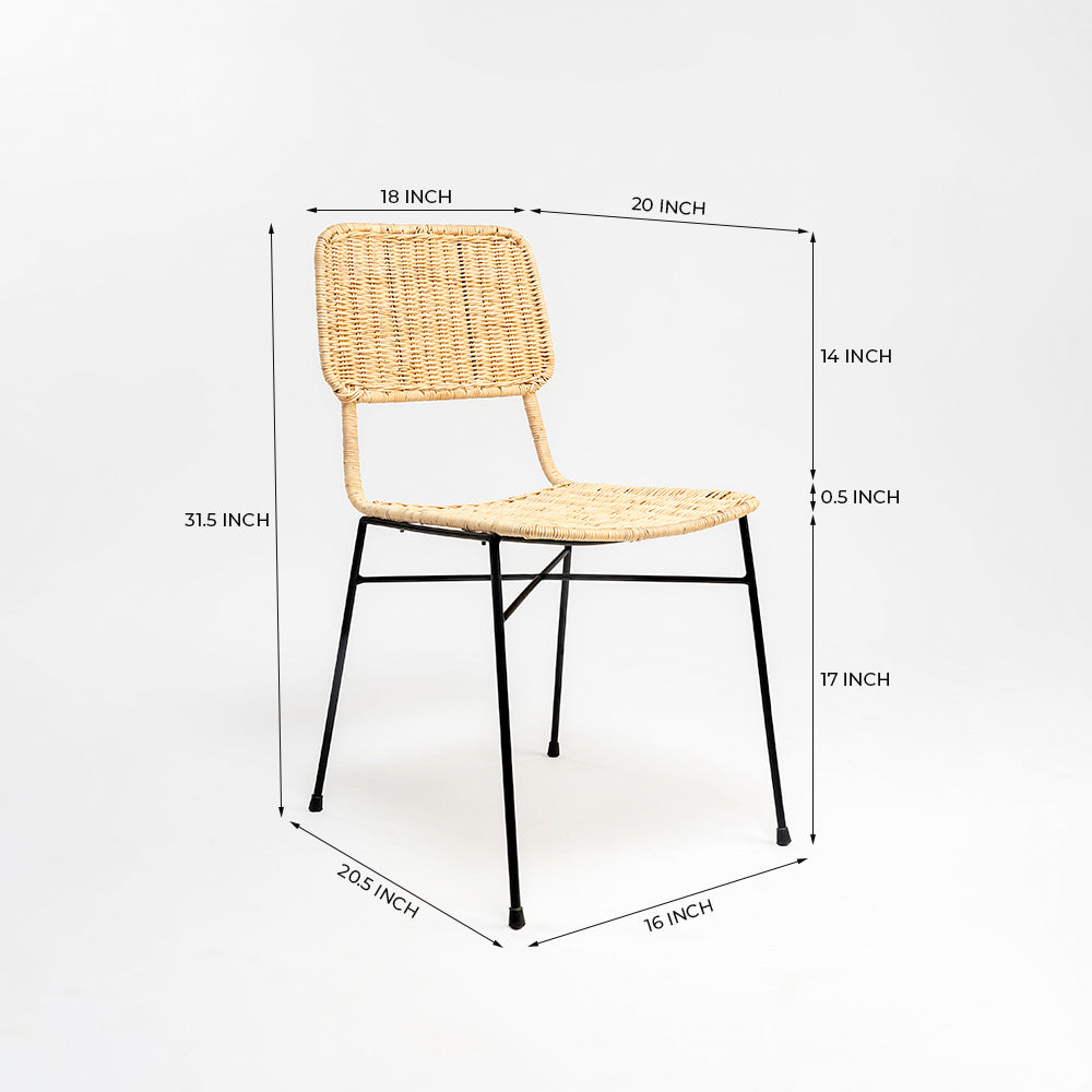 Koh Chair 9 - Cane & Mild Steel / L:46 x B:51 x H:80 In cm - Outdoor Furniture