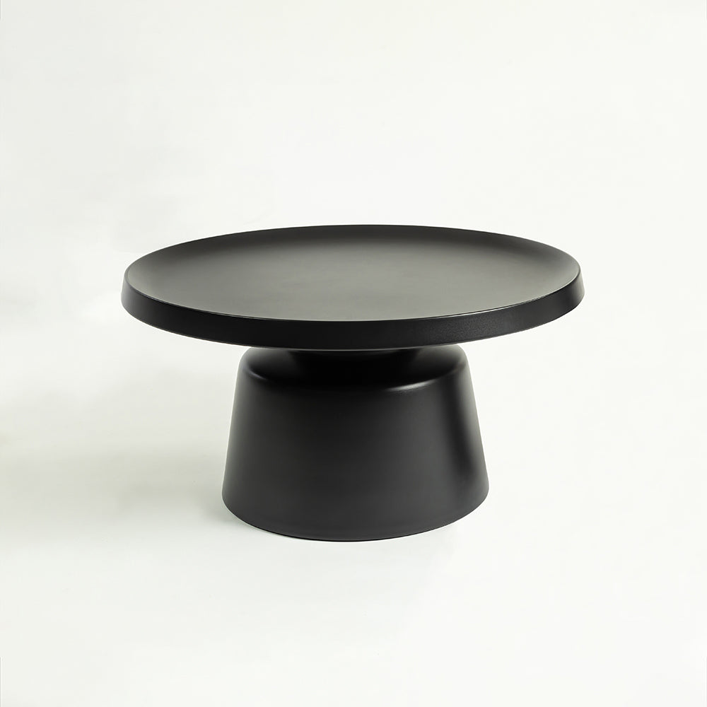 Kol Coffee Table Set of 2 - Large: 73 x 73 x 39 Medium: 49 x 49 in Cms / Black / Aluminium - Furniture