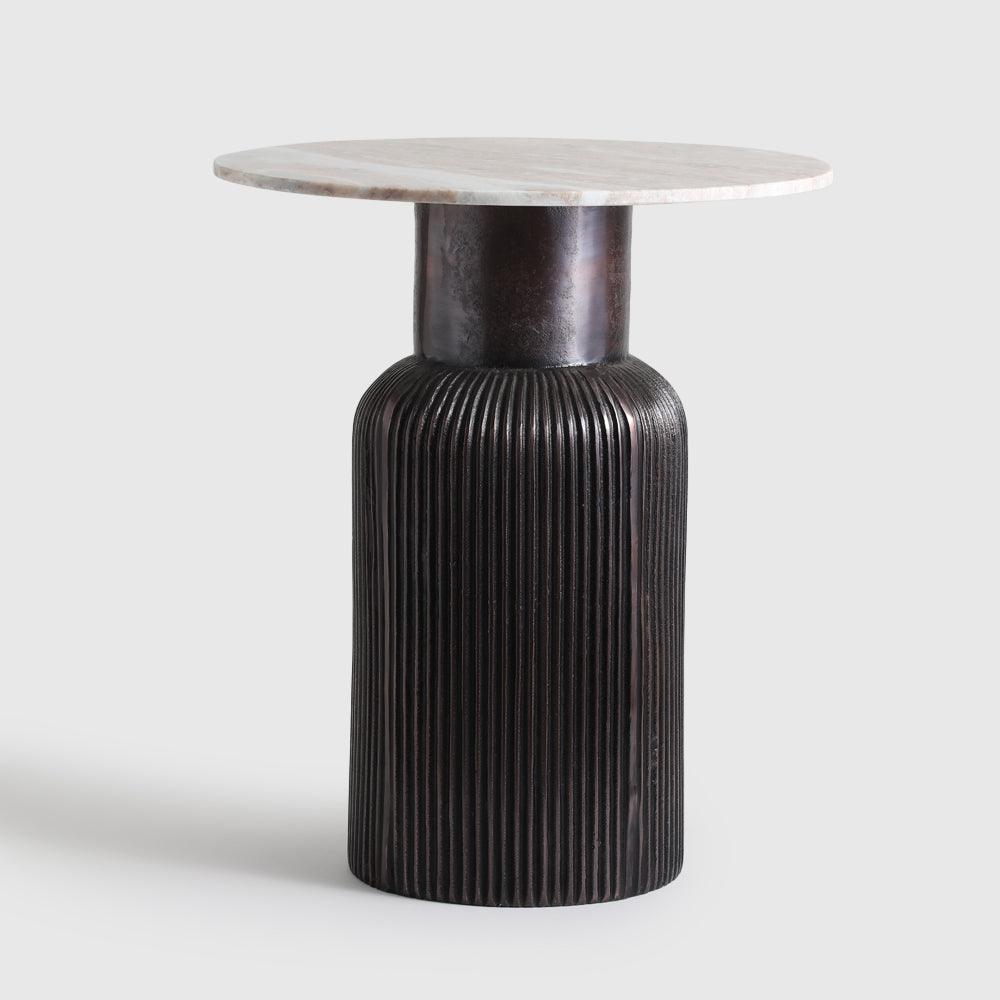 Korro Accent Table - Aluminium + Marble / L:46 x B:46 x H:56 In cm - Indoor Furniture