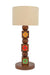 Lagori Table Lamp - Teak / Teak wood and ceramic handmade tile / L: 10’’ W: 10’’ H: 24’’; Shade Dimension: 10’’