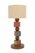 Lagori Table Lamp - Teak / Teak wood and ceramic handmade tile / L: 10’’ W: 10’’ H: 24’’; Shade Dimension: 10’’