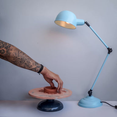 FDL104 Laurent Arched Mid-Century Blue Desk Lamp