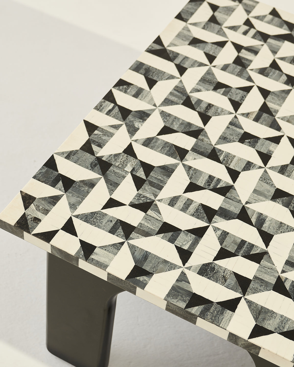 Leo Coffee Table - Black and white / Resin, Bone & engineered wood / 128L X 82W X 45H In Cms - Indoor Furniture