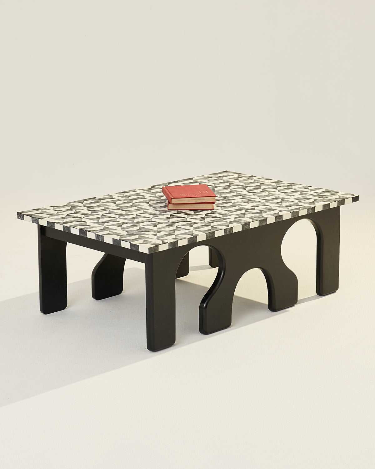 Leo Coffee Table - Black and white / Resin, Bone & engineered wood / 128L X 82W X 45H In Cms - Indoor Furniture