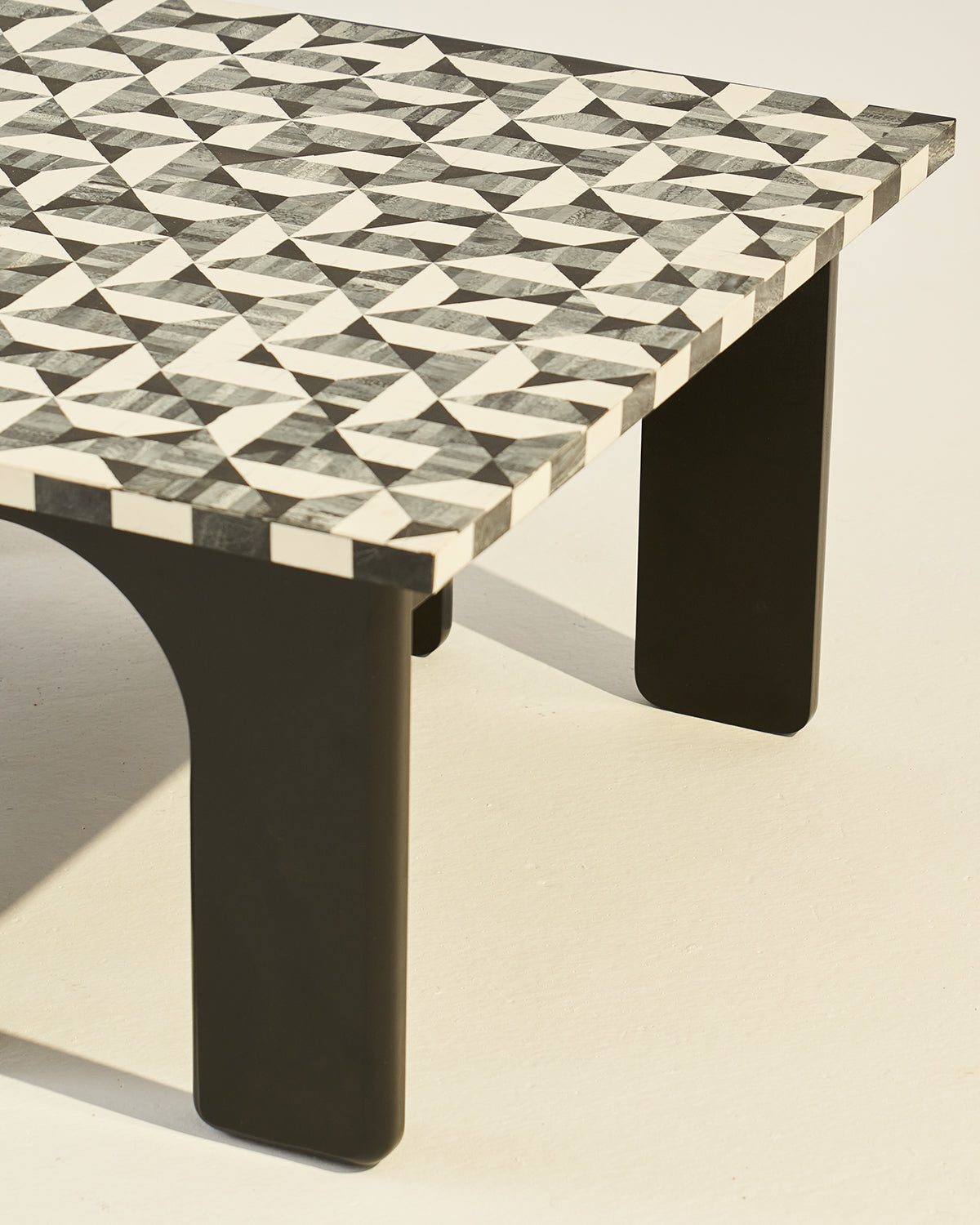 Leo Coffee Table - Black and white / Resin, Bone & engineered wood / 128L X 82W X 45H In Cms - Indoor Furniture