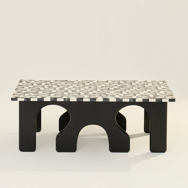 Leo Coffee Table - Black and white / Resin, Bone & engineered wood / 128L X 82W X 45H In Cms - Indoor Furniture
