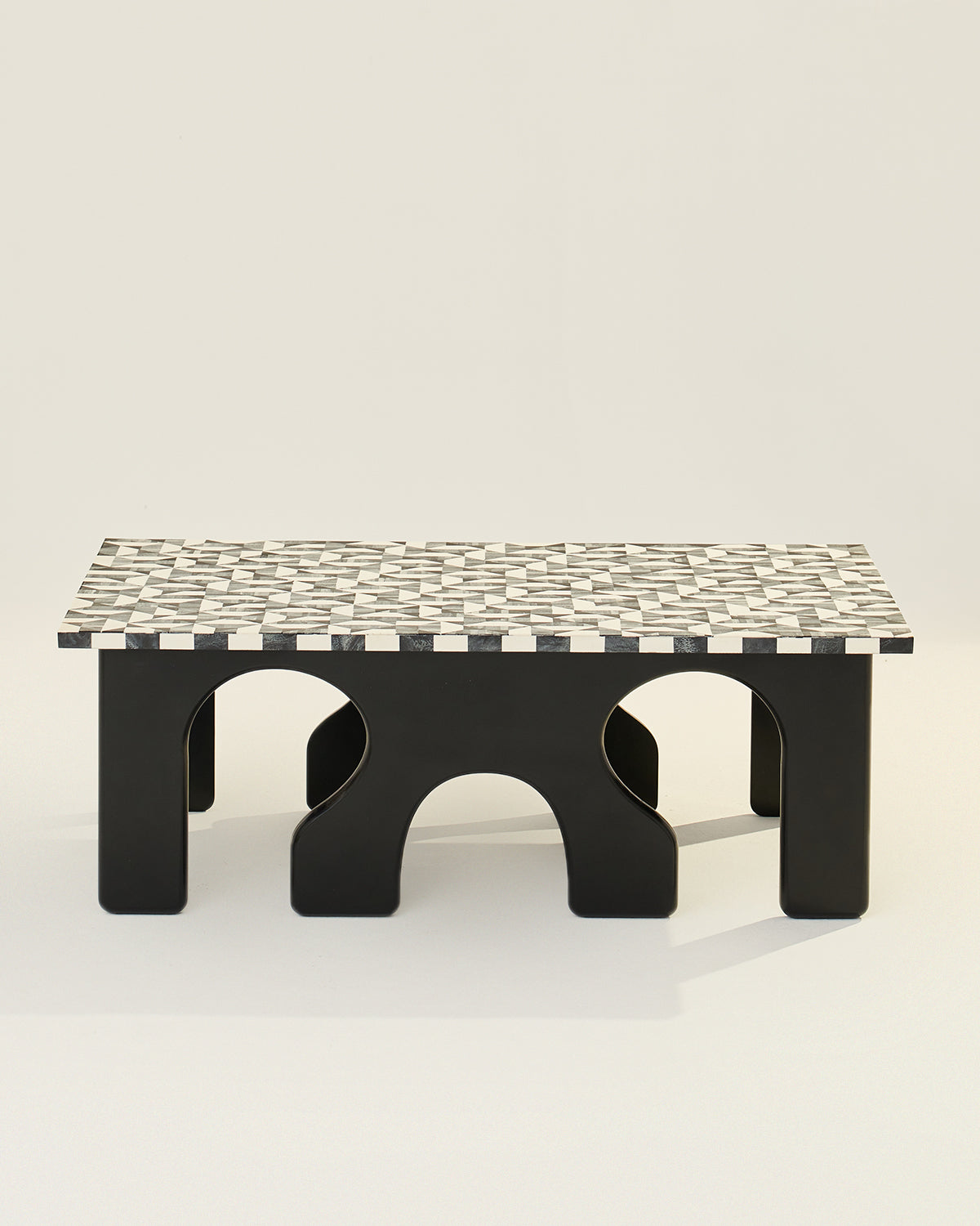 Leo Coffee Table - Black and white / Resin, Bone & engineered wood / 128L X 82W X 45H In Cms - Indoor Furniture