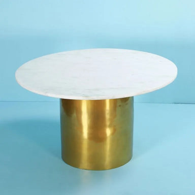 Leo Coffee Table - Gold and White / Marble and Aluminium / 30’’ x 30’’ x 16’’ - Indoor Furniture