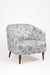 Lilac Lounge Chair - W: 31.5’’ D: 30’’ H: 31’’ SH: 16’’ / White and Blue / Fabric And Solid Beech Wood Legs - Indoor
