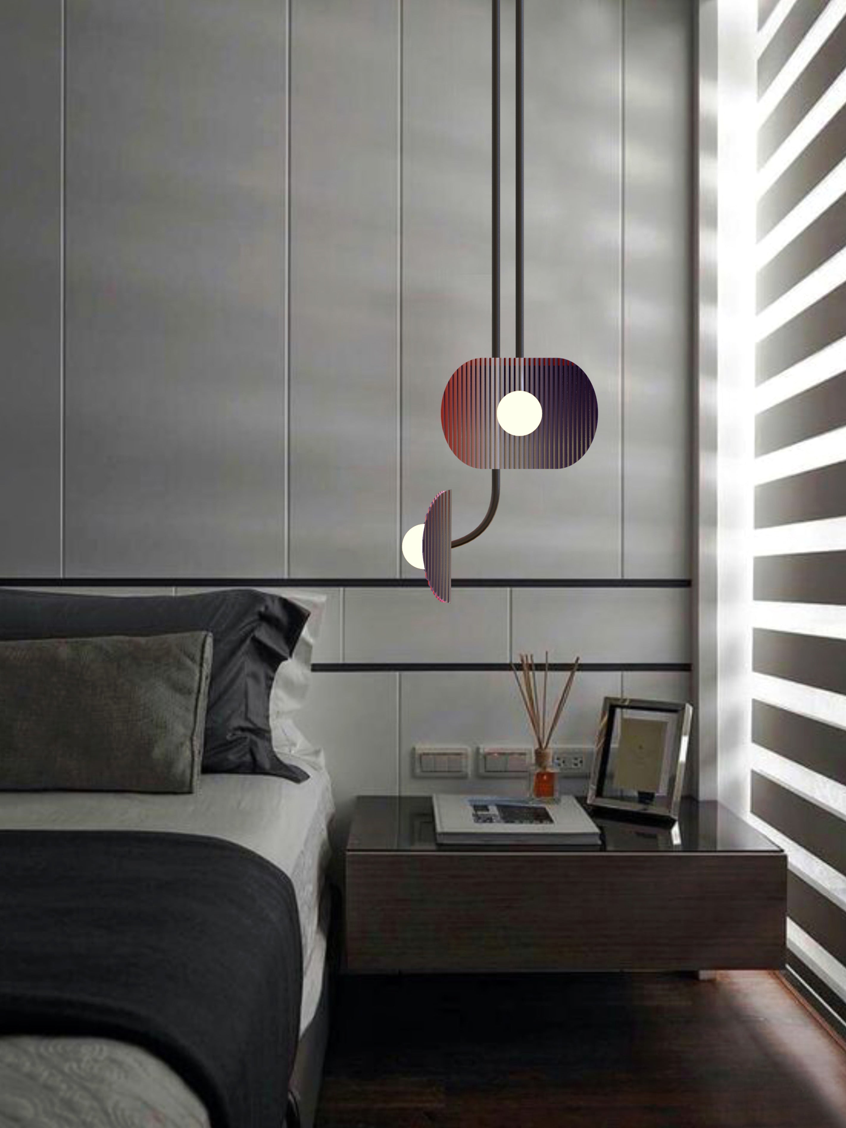 Lilly Pendant Light - Brass Gold, Gradation, Ombree / Ss In Brused Gold Finish/ Matte Black, Blown Glass, Opal Glass